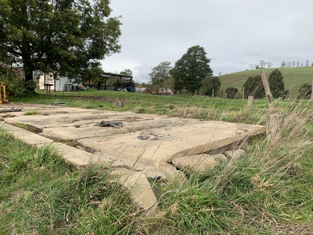 view of the old slab - where the dairy and shearing shed used to be